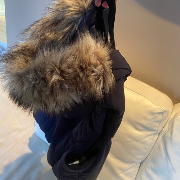 Fur hoodie sleeveless jacket Navy - size XL petite - Picture 5 of 9